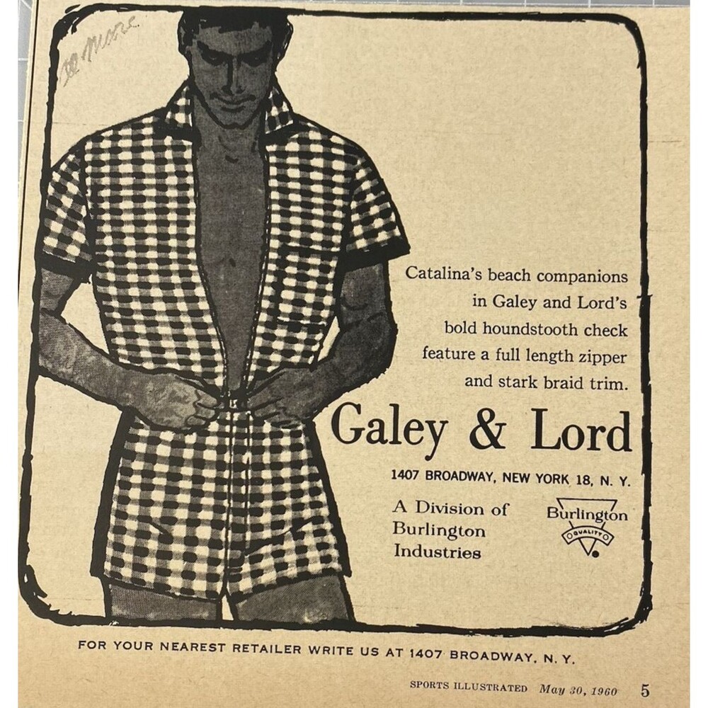 Burlington Galey & Lord: "Catalina's Beach Companions" Vintage Print Ad 1960
